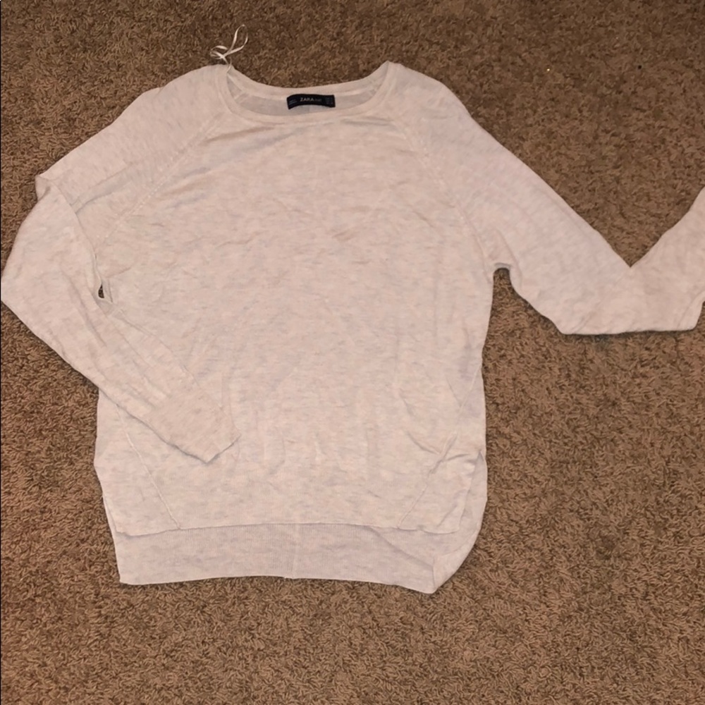 creme colored light side cut out ZARA sweater
